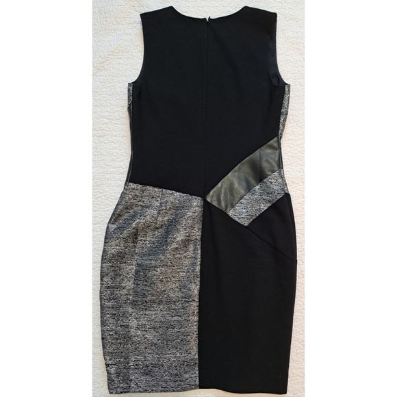 DKNY Black/Silver Dress with Leather Trim - Picture 2 of 7